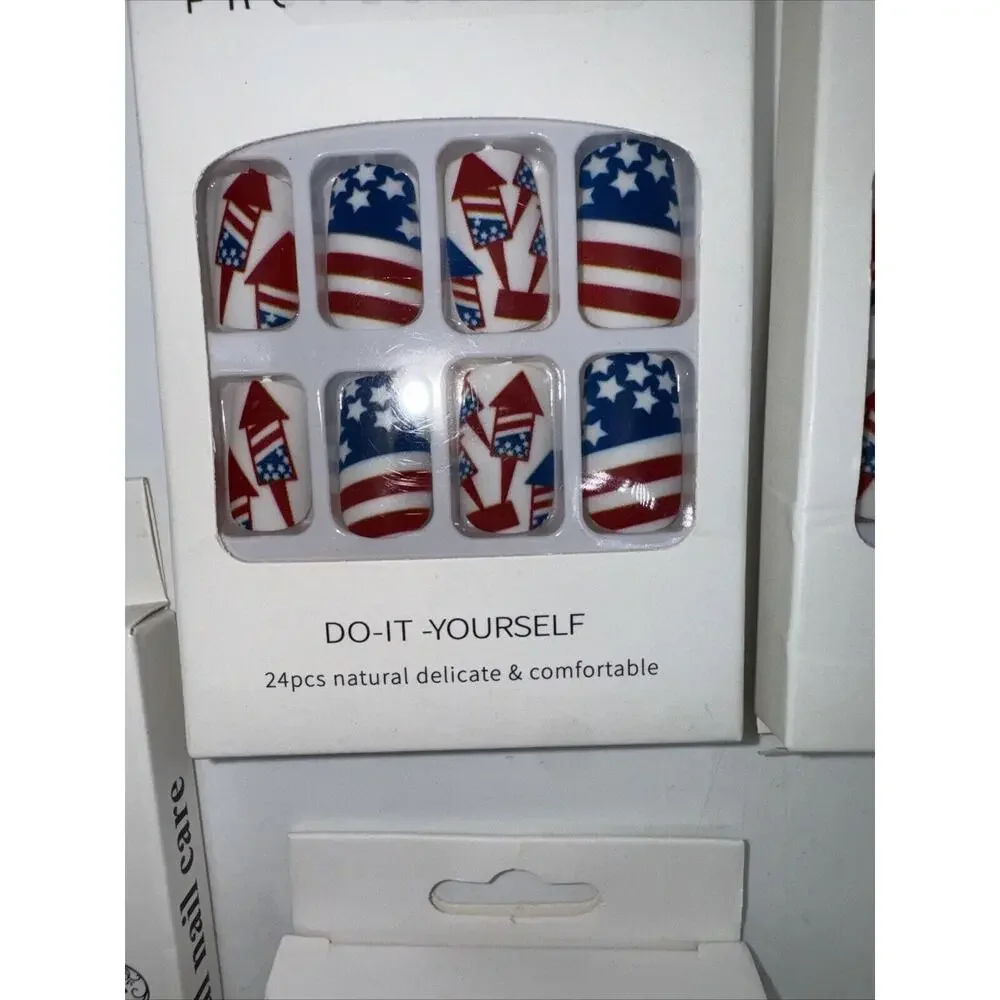 False Nails Beautiful Nail Do it Yourself KITS Lot Of 8 packs NIB 24‎ In Ea/glue
